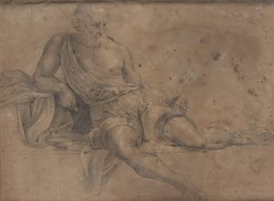 Scuola lombarda del XIX secolo : Studio di Diogene di Sinope dalla Scuola di Atene do Raffaello  - Asta Disegni Antichi - Associazione Nazionale - Case d'Asta italiane