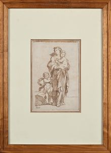 Vincenzo Camuccini : Figura femminile con bambini  - Asta Disegni Antichi - Associazione Nazionale - Case d'Asta italiane