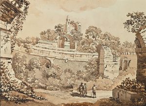 Angelo Uggeri - Avanzi dell'Anfiteatro creduto Marittimo in Villa Adriana