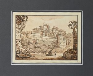 Angelo Uggeri : Avanzi dell'Anfiteatro creduto Marittimo in Villa Adriana  - Asta Disegni Antichi - Associazione Nazionale - Case d'Asta italiane