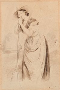 Scuola romana inizi del XIX secolo - Ritratto di pastorella