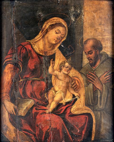 Scuola italiana del XVII secolo : Madonna con Ges e Santo  - Asta Dipinti antichi  - Associazione Nazionale - Case d'Asta italiane