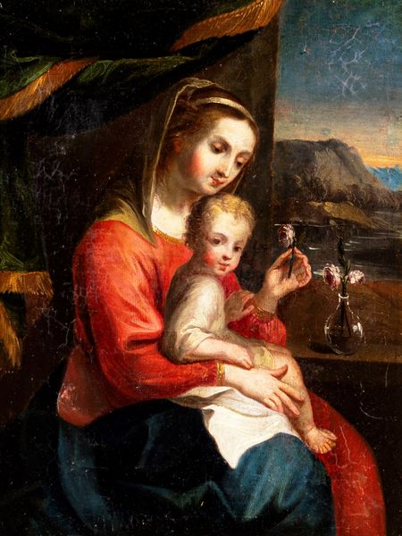 SCUOLA LOMBARDA DEL XVII SECOLO : Madonna Con I Fiori  - Asta Dipinti antichi  - Associazione Nazionale - Case d'Asta italiane