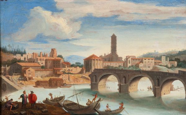 Paolo Anesi, Ambito di : Veduta del Tevere a Ponte Rotto  - Asta Dipinti antichi  - Associazione Nazionale - Case d'Asta italiane