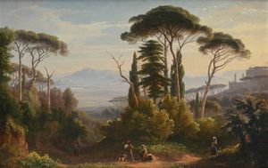 PITTORE DEL XIX SECOLO - Veduta di Castel Gandolfo