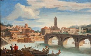Paolo Anesi, Ambito di - Veduta del Tevere a Ponte Rotto
