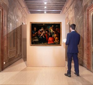 Scuola fiamminga del XVIII secolo : Adorazione dei Magi  - Asta Dipinti antichi  - Associazione Nazionale - Case d'Asta italiane