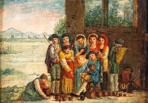 PITTORE DEL XVIII SECOLO - Il mercato dei vasi