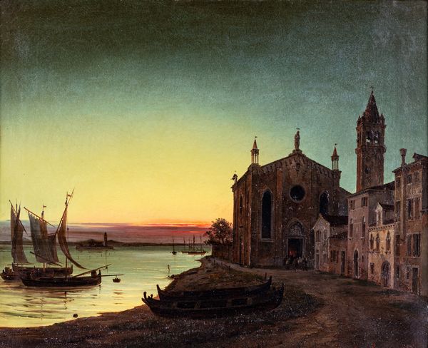Luigi Querena : Il tramonto a Santa Marta  - Asta Dipinti del XIX secolo - Associazione Nazionale - Case d'Asta italiane