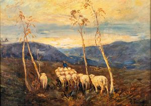 ACHILLE TOMINETTI - Ritorno dal pascolo a sera (Ritorno All'ovile)