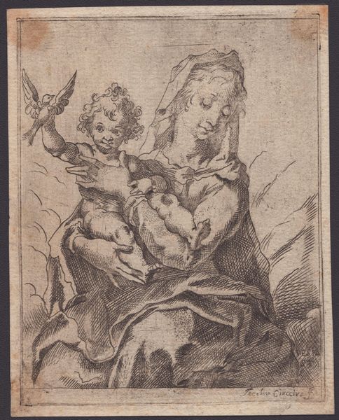 Jacopo Ciucci : Madonna col Bambino e uccellino  - Asta Disegni, Stampe e Carte Geografiche dal XVI al XIX secolo - Associazione Nazionale - Case d'Asta italiane