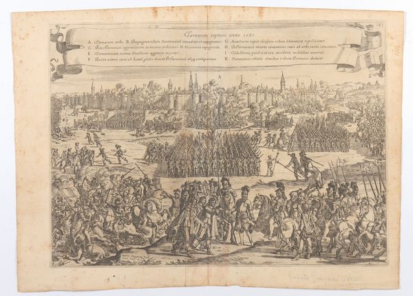 Giacinto Gimignani : Tornacum captum anno 1581  - Asta Disegni, Stampe e Carte Geografiche dal XVI al XIX secolo - Associazione Nazionale - Case d'Asta italiane