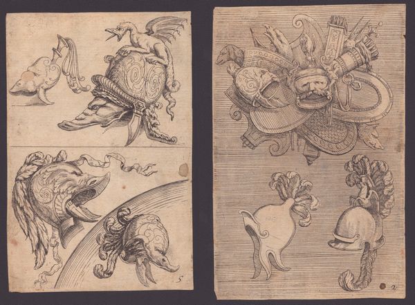 Studi per gli elmi grotteschi  - Asta Disegni, Stampe e Carte Geografiche dal XVI al XIX secolo - Associazione Nazionale - Case d'Asta italiane