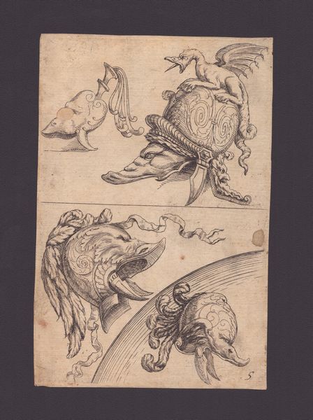 Studi per gli elmi grotteschi  - Asta Disegni, Stampe e Carte Geografiche dal XVI al XIX secolo - Associazione Nazionale - Case d'Asta italiane