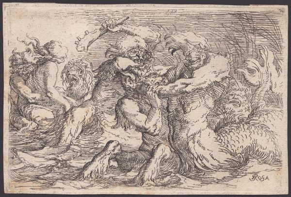 Salvator Rosa : Battaglia dei tritoni  - Asta Disegni, Stampe e Carte Geografiche dal XVI al XIX secolo - Associazione Nazionale - Case d'Asta italiane