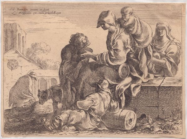Sébastien Bourdon : Paesaggio con cinque contadini  - Asta Disegni, Stampe e Carte Geografiche dal XVI al XIX secolo - Associazione Nazionale - Case d'Asta italiane