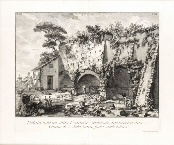 GIOVANNI BATTISTA PIRANESI : Veduta interna della Camera sepolcrale dirimpetto alla Chiesa di S. Sebastiano fuori delle mura  - Asta Disegni, Stampe e Carte Geografiche dal XVI al XIX secolo - Associazione Nazionale - Case d'Asta italiane