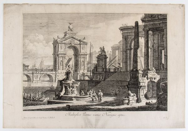 Pietro Gaspari : Multiplex Portus varas Navigiis aptus  - Asta Disegni, Stampe e Carte Geografiche dal XVI al XIX secolo - Associazione Nazionale - Case d'Asta italiane