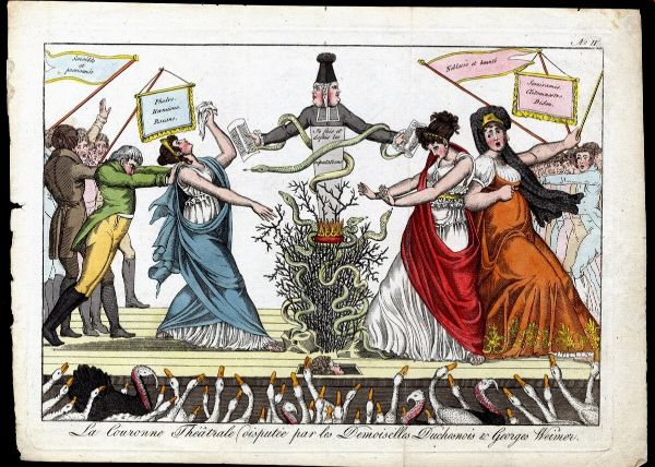 James Gillray : La Couronne Th�atrale disput�e par les Demoiselles Duchesnois & Georges Weimer  - Asta Disegni, Stampe e Carte Geografiche dal XVI al XIX secolo - Associazione Nazionale - Case d'Asta italiane