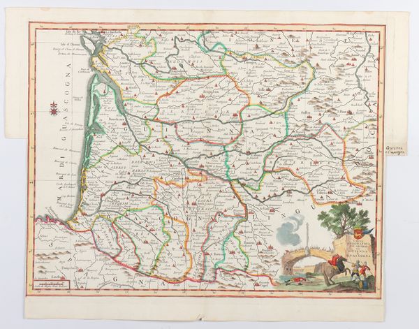 Giovambattista Albrizzi : Carta Geografica Del Governo Di Guienna e Guascogna  - Asta Disegni, Stampe e Carte Geografiche dal XVI al XIX secolo - Associazione Nazionale - Case d'Asta italiane