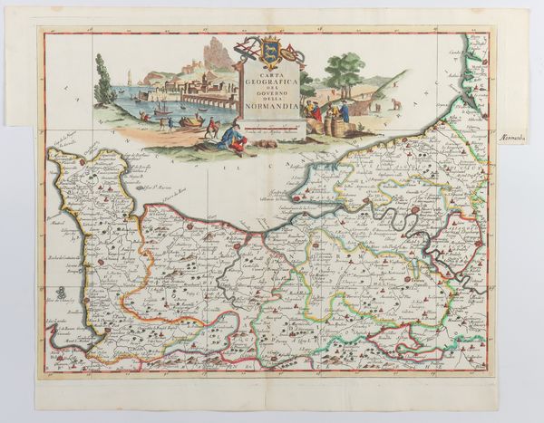 Giovambattista Albrizzi : Carta Geografica del Governo Della Normandia  - Asta Disegni, Stampe e Carte Geografiche dal XVI al XIX secolo - Associazione Nazionale - Case d'Asta italiane