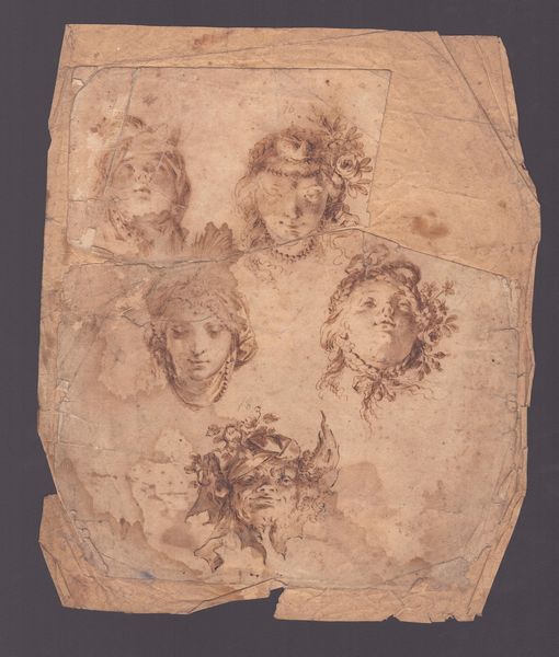 Studi di cinque teste  - Asta Disegni, Stampe e Carte Geografiche dal XVI al XIX secolo - Associazione Nazionale - Case d'Asta italiane