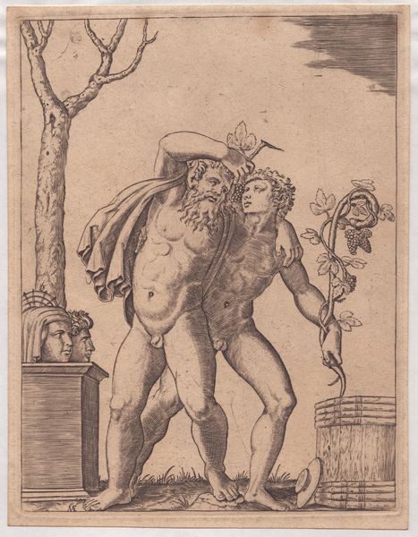 MARCANTONIO RAIMONDI : Sileno accompagnato da un giovane  - Asta Disegni, Stampe e Carte Geografiche dal XVI al XIX secolo - Associazione Nazionale - Case d'Asta italiane
