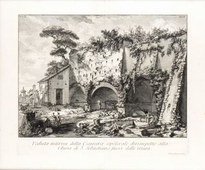 GIOVANNI BATTISTA PIRANESI - Veduta interna della Camera sepolcrale dirimpetto alla Chiesa di S. Sebastiano fuori delle mura
