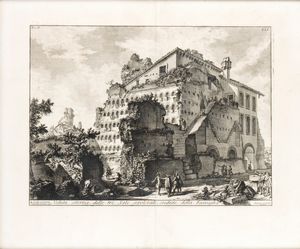 GIOVANNI BATTISTA PIRANESI - Veduta esterna delle Tre Sale sepolcrali, credute della Famiglia di Aug.to