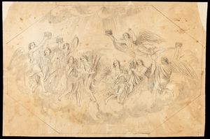 Luigi Ademollo - Recto: Gloria di angeli - Verso: Studio per quattro peducci con gli Evangelisti
