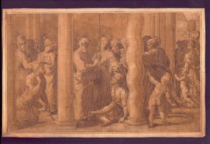 Girolamo Francesco Maria Mazzola detto il Parmigianino - Pietro e Giovanni guariscono gli infermi presso la porta del tempio