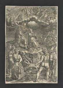 Giorgio Ghisi detto il Mantovano (1520-1582) - Il martirio di Santa Barbara