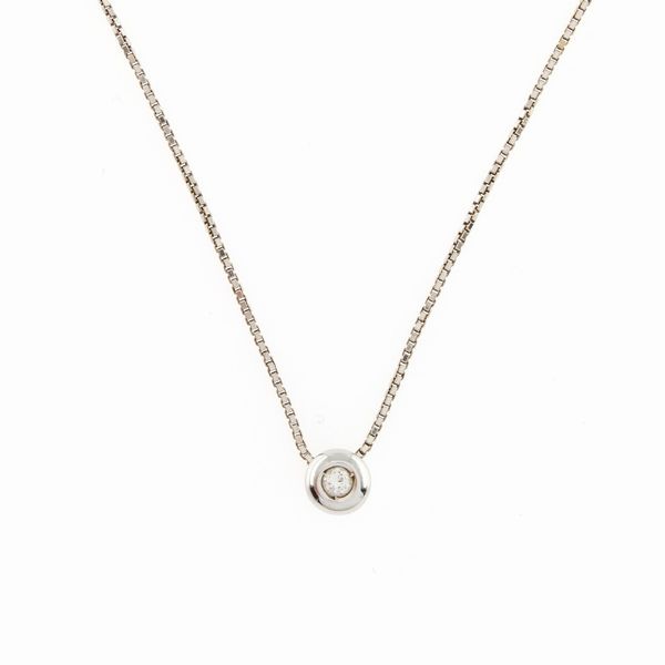 Punto luce in oro bianco 18kt con diamante taglio brillante  - Asta Gioielli e Orologi Web Only - Associazione Nazionale - Case d'Asta italiane