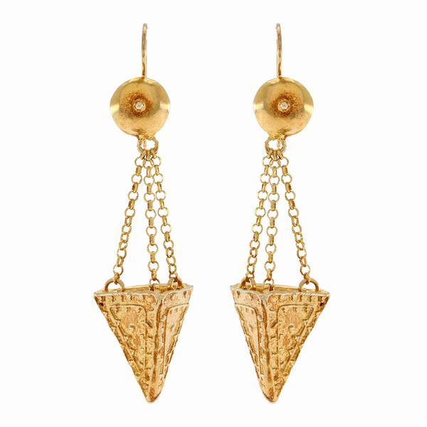 Orecchini bijou pendenti in argento dorato  - Asta Gioielli e Orologi Web Only - Associazione Nazionale - Case d'Asta italiane