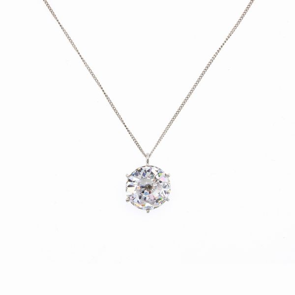 Collana bijou in argento 925 con zircone pendente taglio brillante  - Asta Gioielli e Orologi Web Only - Associazione Nazionale - Case d'Asta italiane