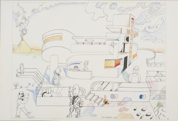 STEINBERG SAUL (1914 - 1999) : DERRIER LE MIROIR, 1973  - Asta Asta 448 | GRAFICA MODERNA, FOTOGRAFIA E MULTIPLI D'AUTORE Virtuale - Associazione Nazionale - Case d'Asta italiane