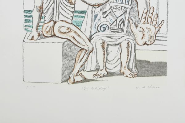 DE CHIRICO GIORGIO (1888 - 1978) : GLI ARCHEOLOGI  - Asta Asta 448 | GRAFICA MODERNA, FOTOGRAFIA E MULTIPLI D'AUTORE Virtuale - Associazione Nazionale - Case d'Asta italiane