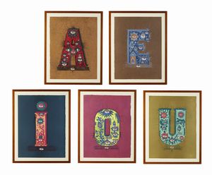 HARLOFF GUY (1933 - 1991) - LOTTO COMPOSTO DA N.5 FOGLI ((VOYELLES). ARTHUR RIMBAUD