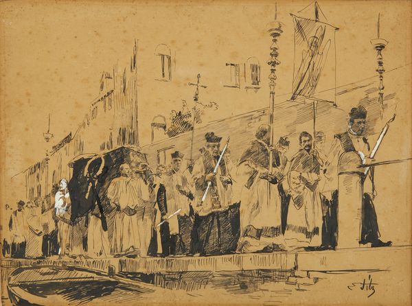 TITO ETTORE (1859 - 1941) : La processione  - Asta Asta 449 | ARTE ANTICA E DEL XIX SECOLO Virtuale - Associazione Nazionale - Case d'Asta italiane