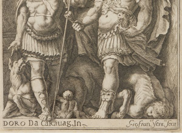 CALDARA POLIDORO, DETTO POLIDORO DA CARAVAGGIO (1497 - 1543) : Da. Due condottieri abbigliati all'antica di fronte ad edifici classici  - Asta Asta 449 | ARTE ANTICA E DEL XIX SECOLO Virtuale - Associazione Nazionale - Case d'Asta italiane