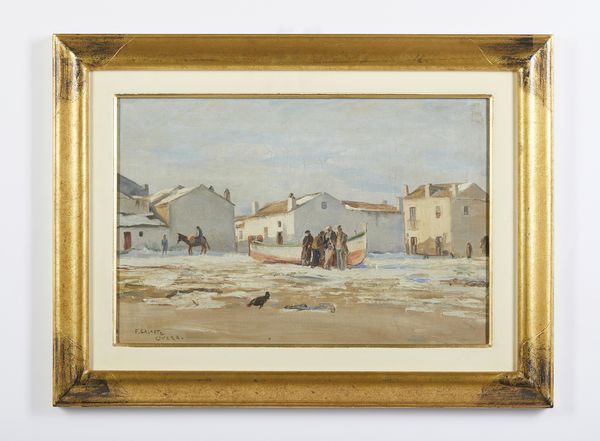 GALANTE  FRANCESCO (1884 - 1972) : Spiaggia con imbarcazione e personaggi  - Asta Asta 449 | ARTE ANTICA E DEL XIX SECOLO Virtuale - Associazione Nazionale - Case d'Asta italiane