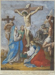 INCISORE DEL XIX SECOLO - Scena della Via Crucis, stazione XII