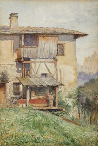 BORRANI ODOARDO (1833 - 1905) - Attribuito a. Casolare in montagna