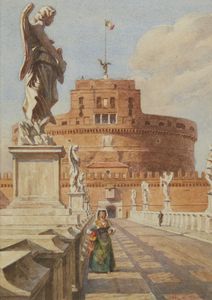 ARTISTA ITALIANO DEL XIX-XX SECOLO - Il ponte di Castel Sant'Angelo a Roma