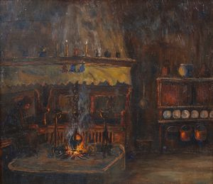 ARTISTA DEL XIX SECOLO - Focolare domestico