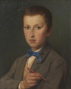 ARTISTA DEL XIX SECOLO - Ritratto di ragazzo con penna