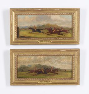 ALKEN HENRY (1785 - 1851) - Coppia di dipinti raffiguranti corse di cavalli