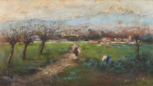 ARTISTA ITALIANO DEL XIX-XX SECOLO - Paesaggio in campagna