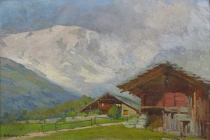 BORGOGNONI ROMEO (1875 - 1944) : Paesaggio di montagna  - Asta Asta 449 | ARTE ANTICA E DEL XIX SECOLO Virtuale - Associazione Nazionale - Case d'Asta italiane