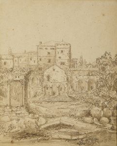 BELLOTTO BERNARDO (1721 - 1780) - Nello stile di. Capriccio con rovine